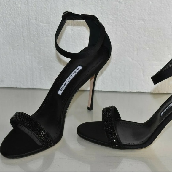 Manolo Blahnik CHAOS CRYSTALROCK Black Satin Sandals Size: 11 | IT 41 - Picture 13 of 16